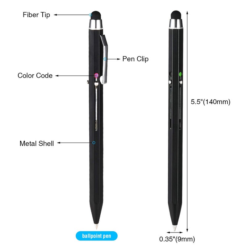 SMTTW 5-in-1 Stylus Pen&Multicolored Pen in One, Multifunction Pen with Metal Gift Box,Black Blue Red Green Ballpoint Pen for Tablet with Universal Stylus Multicolor Pen for Touch Screensï¼ˆBlackï¼‰ - Image 2